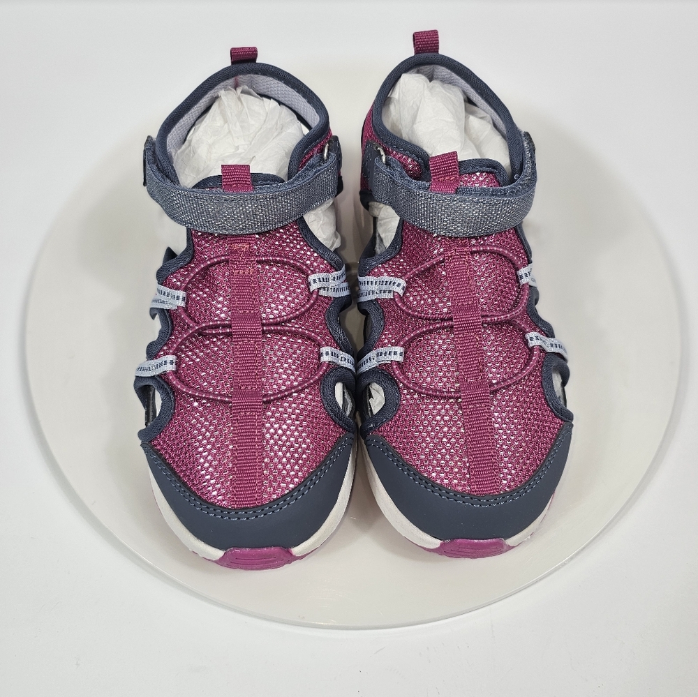 Munchkin by Stride Rite Coast Sandals Girls Sz 12M Pink Gray Adjustable Comfort - Picture 5 of 14
